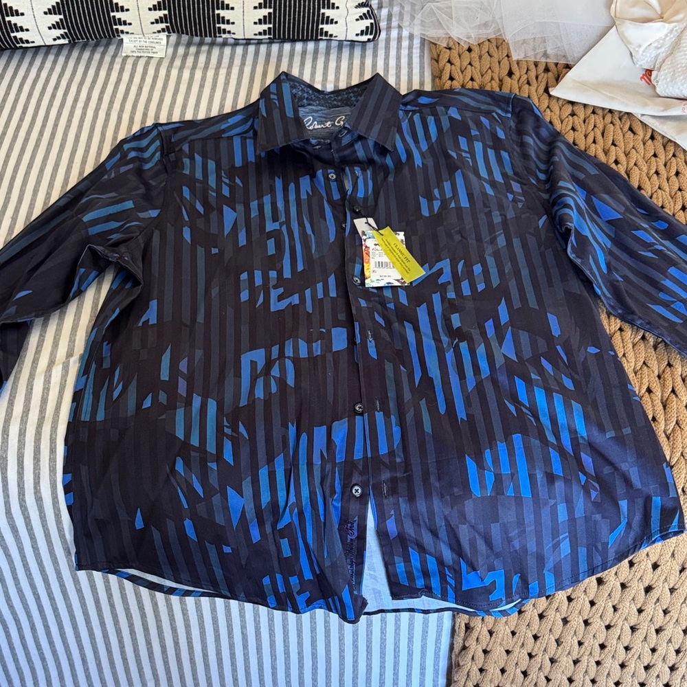 Robert Graham Blue and Black Dress Shirt